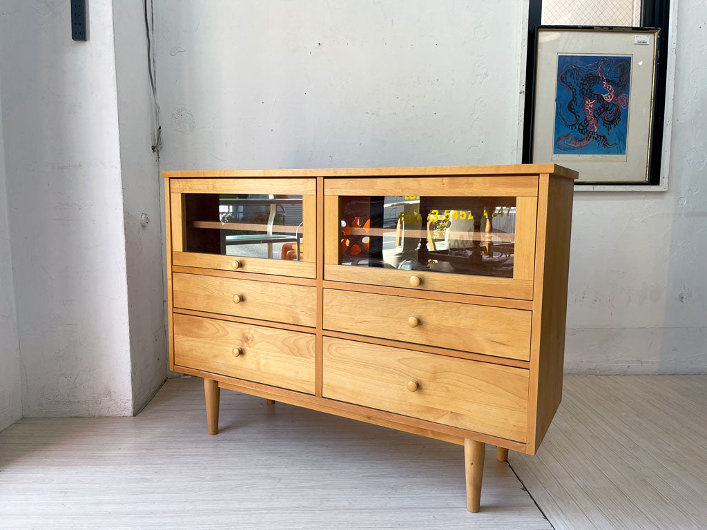 モモナチュラル MOMO Natural コモ COMO サイドボード ミドルボード アルダー材 チェスト フラップ扉 4ドロワー 中古品 買い取りしました。