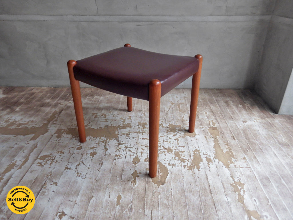 青林製作所 ビンテージ チーク材 レザー スツール 　中古品 買い取りしました。学芸大学店 出張買取もお任せ下さい。