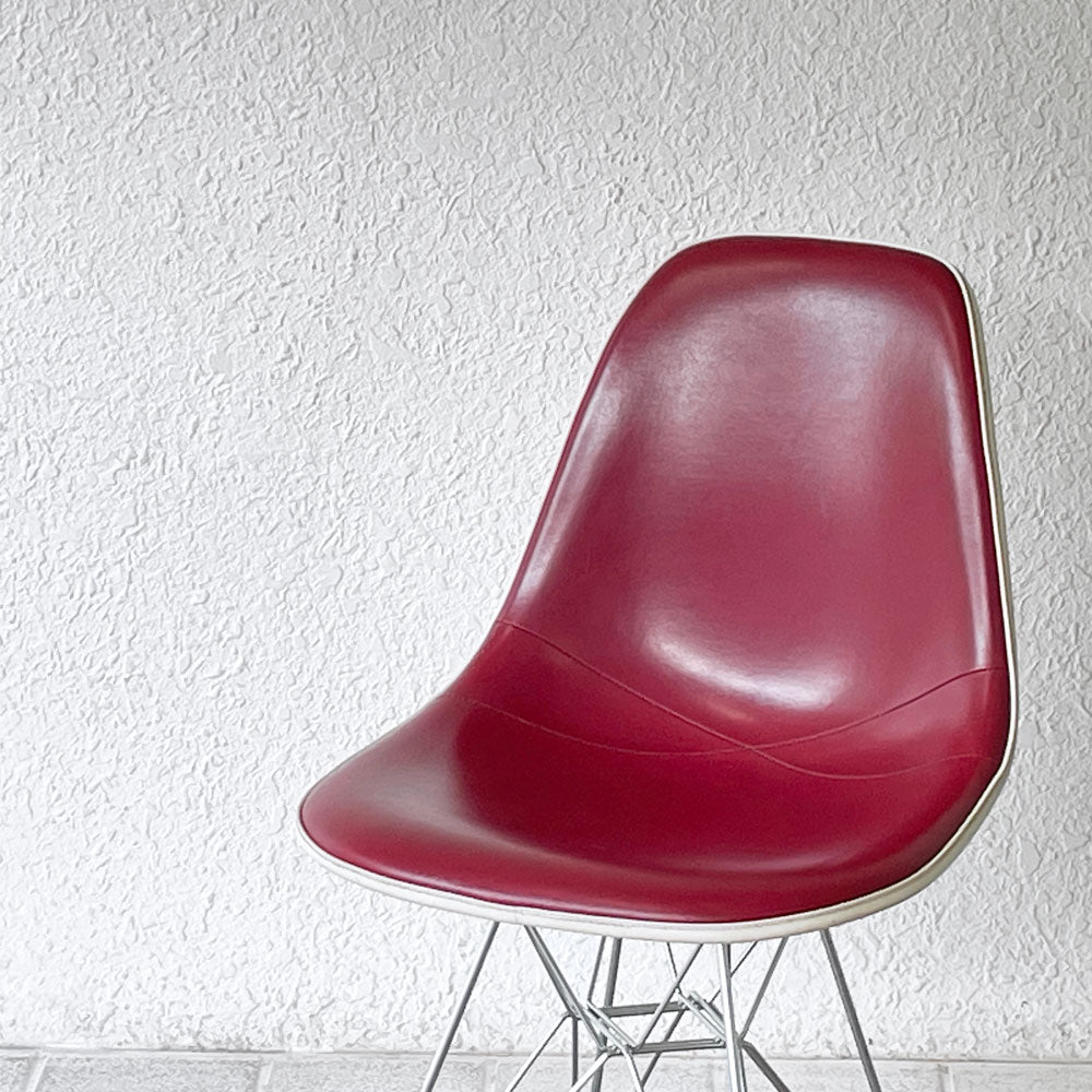 ハーマンミラー Herman Miller サイドシェルチェア 3rd パーチメント PVCレザー ボルドー エッフェルベース リプロダクト脚 イームズ ビンテージ～大好きな組み合わせ～