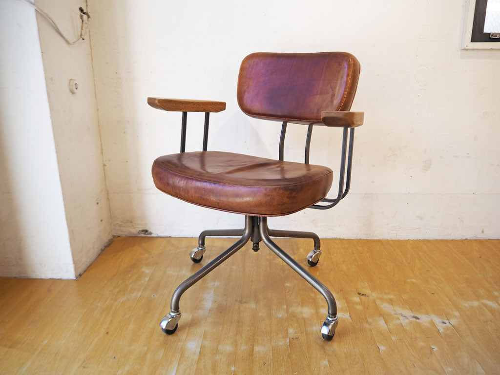 トラックファニチャー TRUCK FURNITURE デスクワークチェア DESKWORK CHAIR 本革 スチールフレーム キャスター 中古品 買い取りしました。