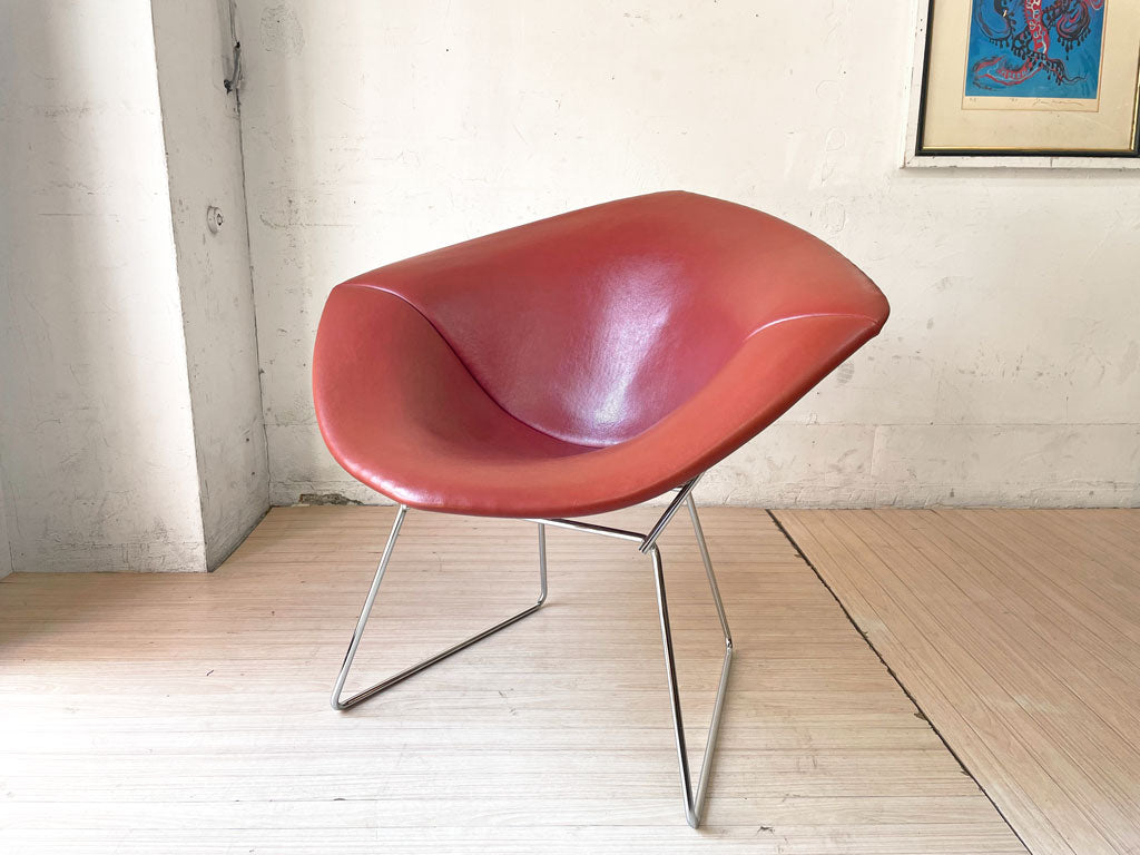 ノル Knoll ダイヤモンドチェア Diamond Chair フルカバーリング PVCレザー ブラウン ハリー ベルトイア ミッドセンチュリー 中古品 買い取りしました。