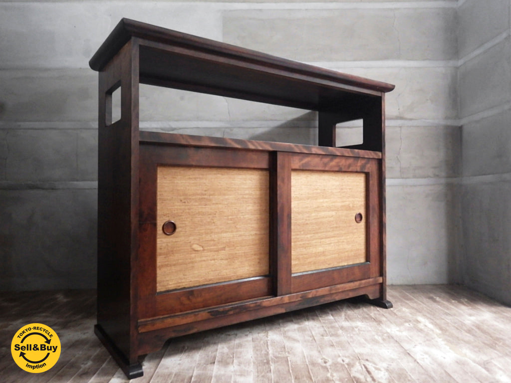 九州民芸家具くず布張 飾り棚 シェルフ ～ミズメザクラ 無垢材 の美しい杢目～ 【 買取と販売とレンタルのお店 】