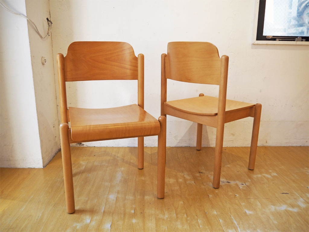 北欧デザイン Scandinavian design ダイニングチェア ビーチ材 プライウッド ナチュラルカラー 2脚セット スタッキング 中古品 買い取りしました。