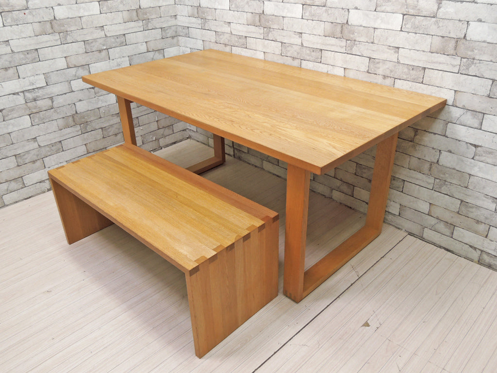 無印良品 MUJI ダイニングテーブル オーク材 ロの字 W150 & コの字 ベンチ ローテーブル オーク材 無垢材 廃番 W100cm  中古品 買い取りしました。
