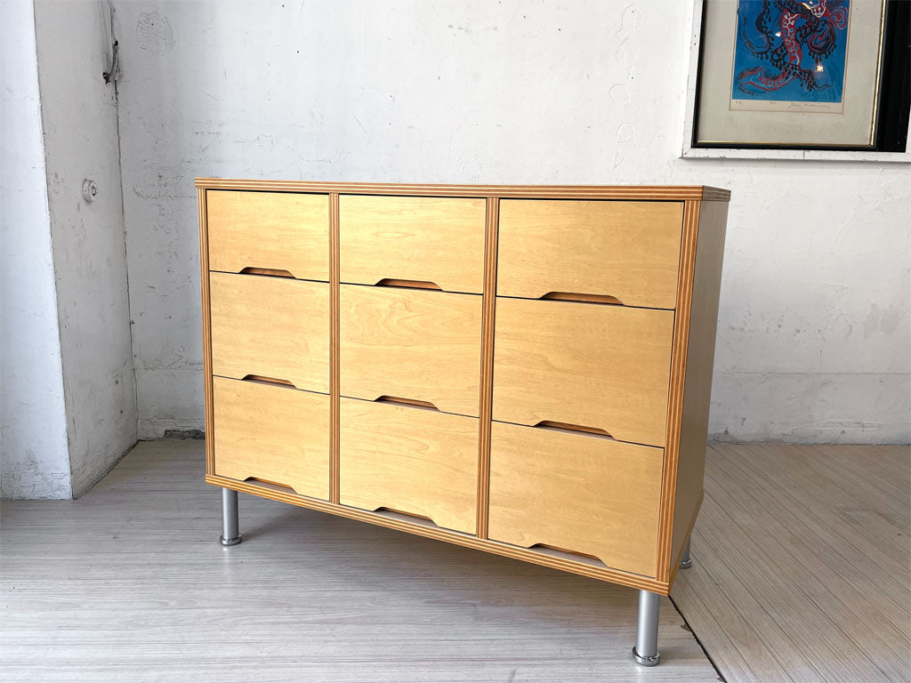 モモナチュラル Momo Natural 脇木工 3段9杯 チェスト キャビネット シナ材突板 収納家具 廃盤希少 中古品 買い取りしました。