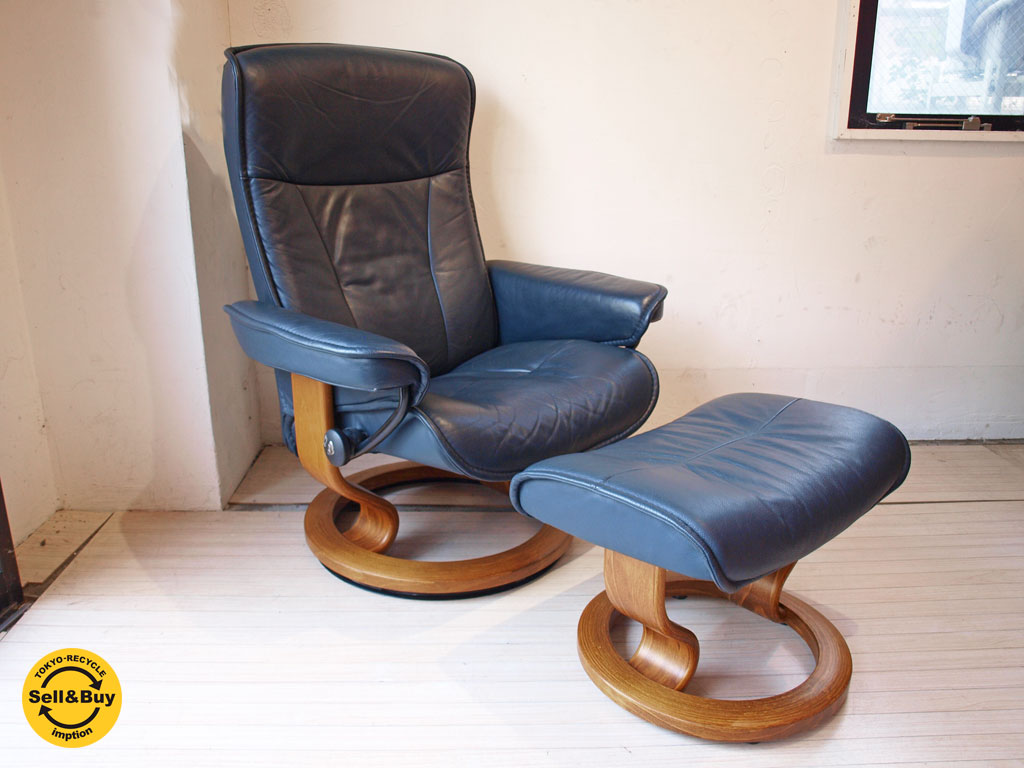 エコーネス Ekornes ストレスレスチェア Stressless パーソナル リクライニング チェア オットマン付き 中古品 買い取りしました。下北沢店 出張買取もお任せ下さい。