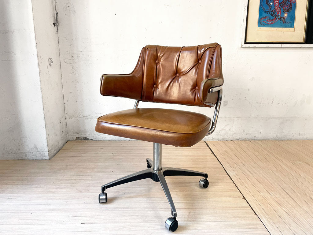 ストーンヴィルファニチャー STONEVILLE FURNITURE キャスターチェア デスクチェア ビニールレザー ブラウン USビンテージ 中古品 買い取りしました。