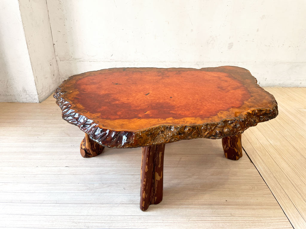 ジャパンビンテージ Japan Vintage 花梨 無垢材 一枚板 瘤杢 葡萄杢 鳥眼杢 座卓 ローテーブル 和家具 古家具 和モダン 中古品 買い取りしました。