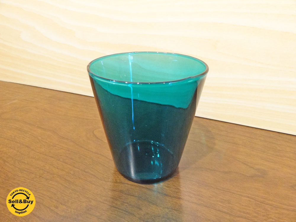 ヌータヤルヴィ Nuutajarvi カイ・フランク Kaj Franck フィンランド ビンテージ カルティオ Kartio #5027 タンブラー グラス ターコイズ  新着商品 買い取りしました！