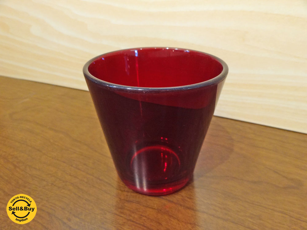 ヌータヤルヴィ Nuutajarvi カイ・フランク Kaj Franck フィンランド ビンテージ カルティオ Kartio #5027 タンブラー グラス レッド 新着商品 買い取りしました！