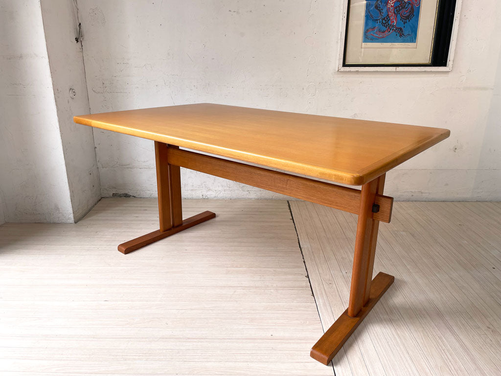 天童木工 Tendo ビンテージ ダイニングテーブル タモ材 天然木化粧板 ウレタン塗装 楔 中古品 買い取りしました。