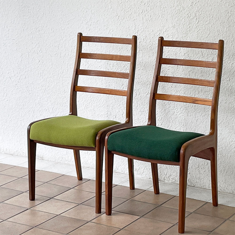 エベネゼルグーム Ebenezer Gomme ジープラン G-PLAN フレスコ Fresco チーク材 ダイニングチェア グリーン ＆ ライトグリーン ラダーバック Victor Wilkins 英国 UKビンテージ　～普遍的な北欧デザイン～