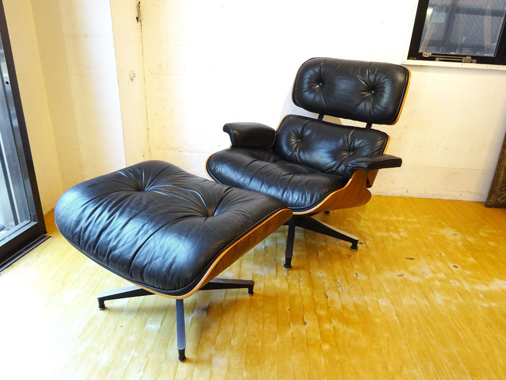 ハーマンミラー Herman Miller イームズラウンジチェア＆オットマン ブラックレザー ウォールナット ミッドセンチュリー 下北沢店 中古品 買い取りしました。