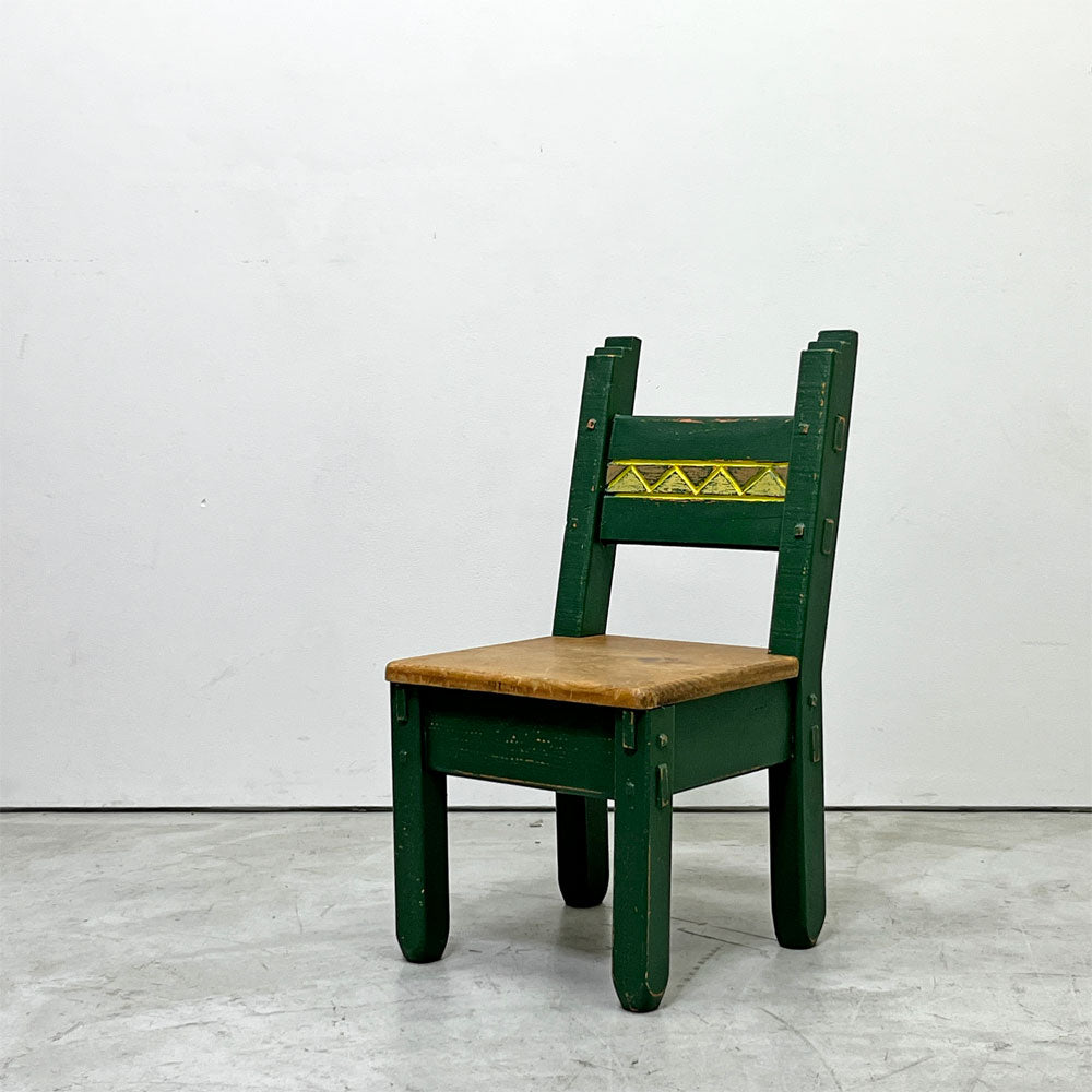 【祖師ヶ谷大蔵店】ビンテージ Vintage キッズチェア グリーンペインテッド adze Arts JACK BRAND 花台 ディスプレイ  買取させていただきました。