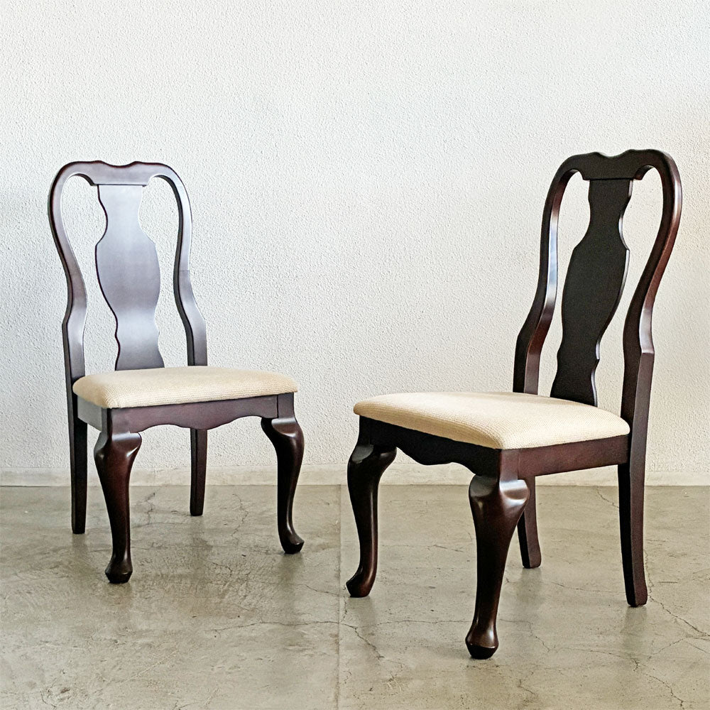 【登戸BASE店】イーセンアーレン ETHAN ALLEN クイーンアンスタイル ダイニングチェア 猫脚 クラシカルデザイン 2脚 買取させていただきました。