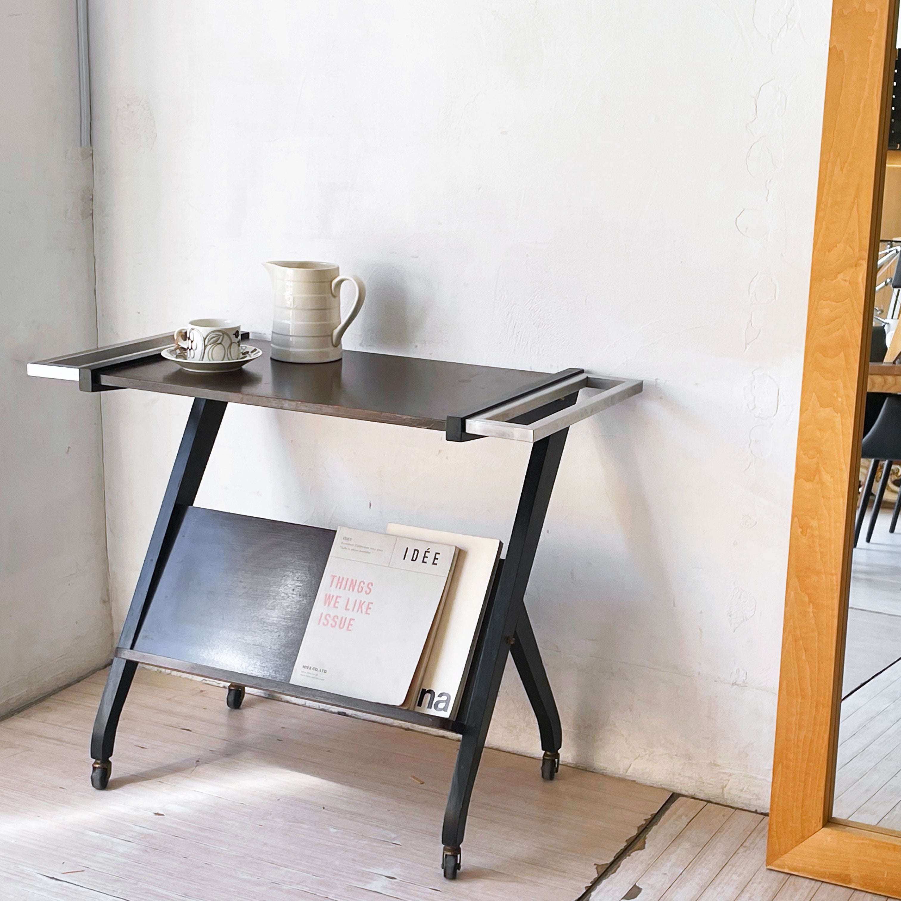【下北沢店】 ビンテージ ウッド ローラー デスク Wood roller desk マガジンラック キッチンワゴン コンパスレッグ カート 買取させていただきました。