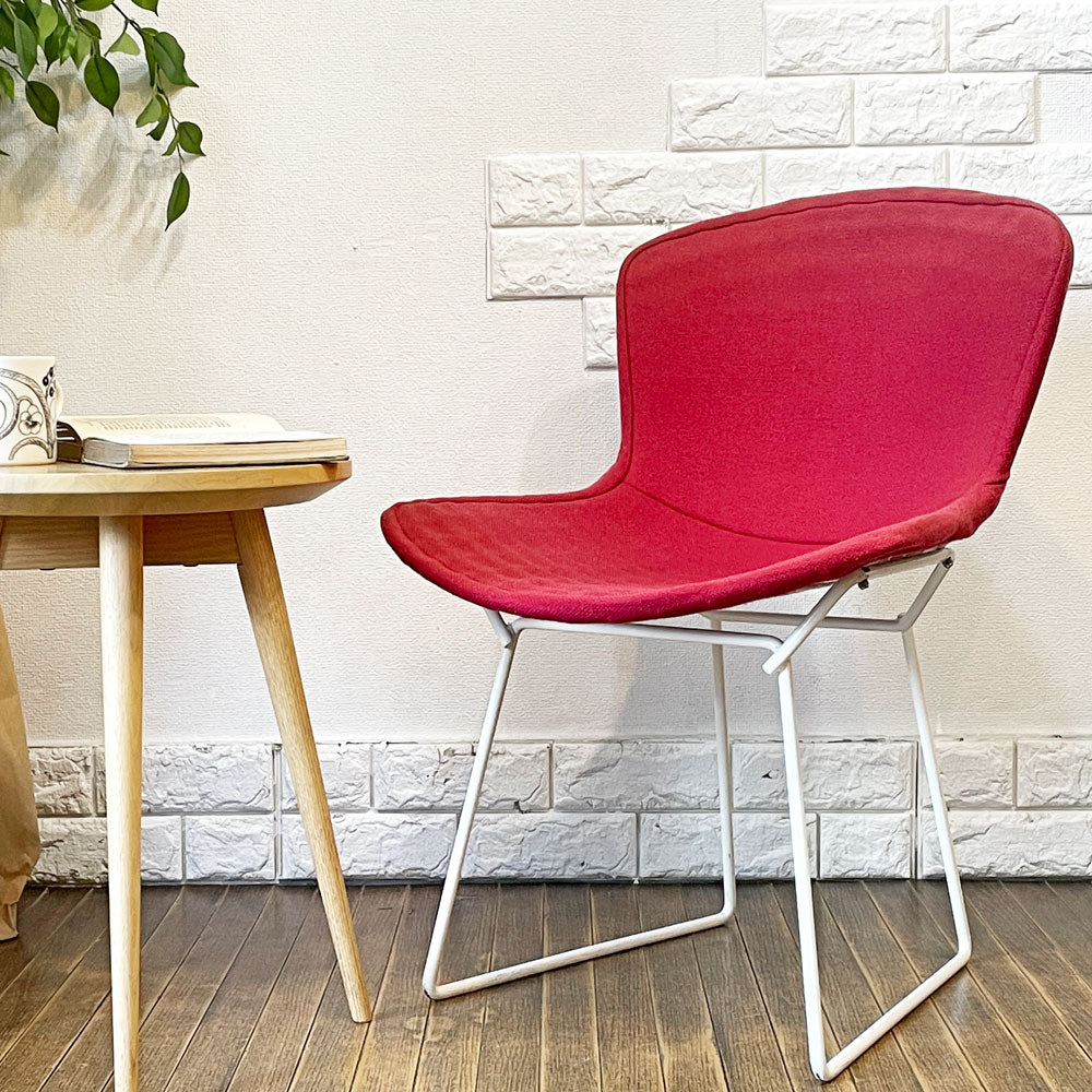 【経堂店】ノル Knoll 420 サイドチェア ワイヤーチェア ダイニングチェア ホワイト × レッド ファブリック フルカバー仕様 ハリー・ベルトイア ミッドセンチュリー ビンテージ 買取させていただきました。