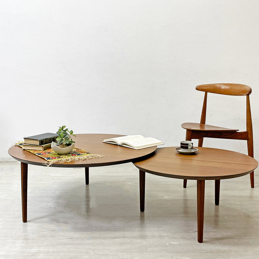 【祖師ヶ谷大蔵店】高野木工 TAKANO MOKKOU バルーン BALLOON リビングテーブル 90-2 ウォールナット材 2連 ラウンドローテーブル Φ90cm IDC大塚家具取扱 買取させていただきました。