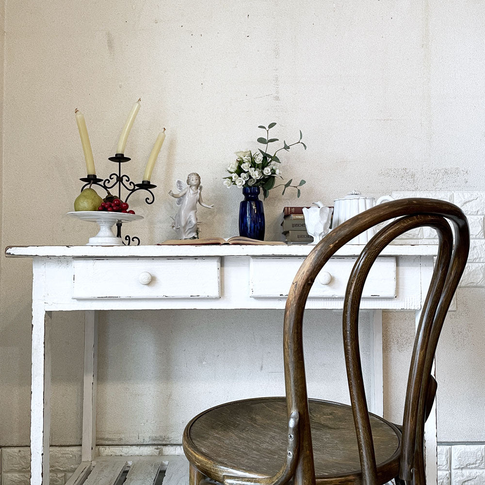 ビンテージ vintage ホワイトペイント コンソールテーブル W100.5cm 2ドロワー シャビーシック フレンチアンティークスタイル ～ 白が生み出す深み ～