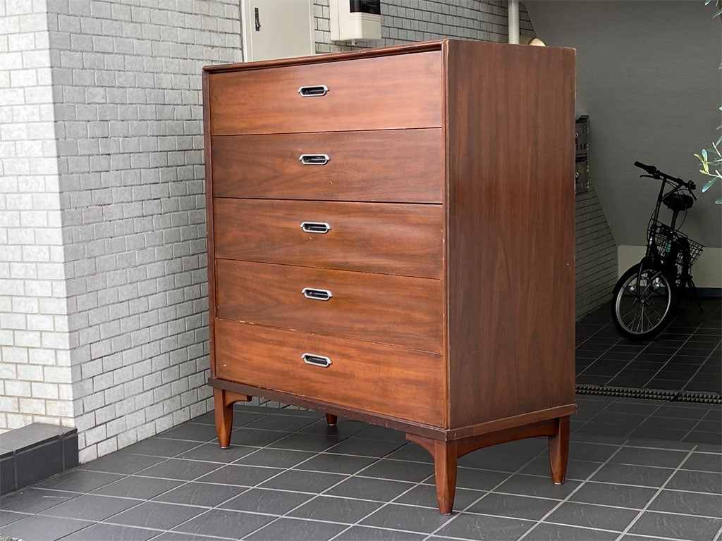 ドレクセルヘリテイジ DREXEL HERITAGE リシェル RISHEL チェスト 抽斗5杯 ミッドセンチュリー USビンテージ 米国家具 米軍家具 中古品 買い取りしました。
