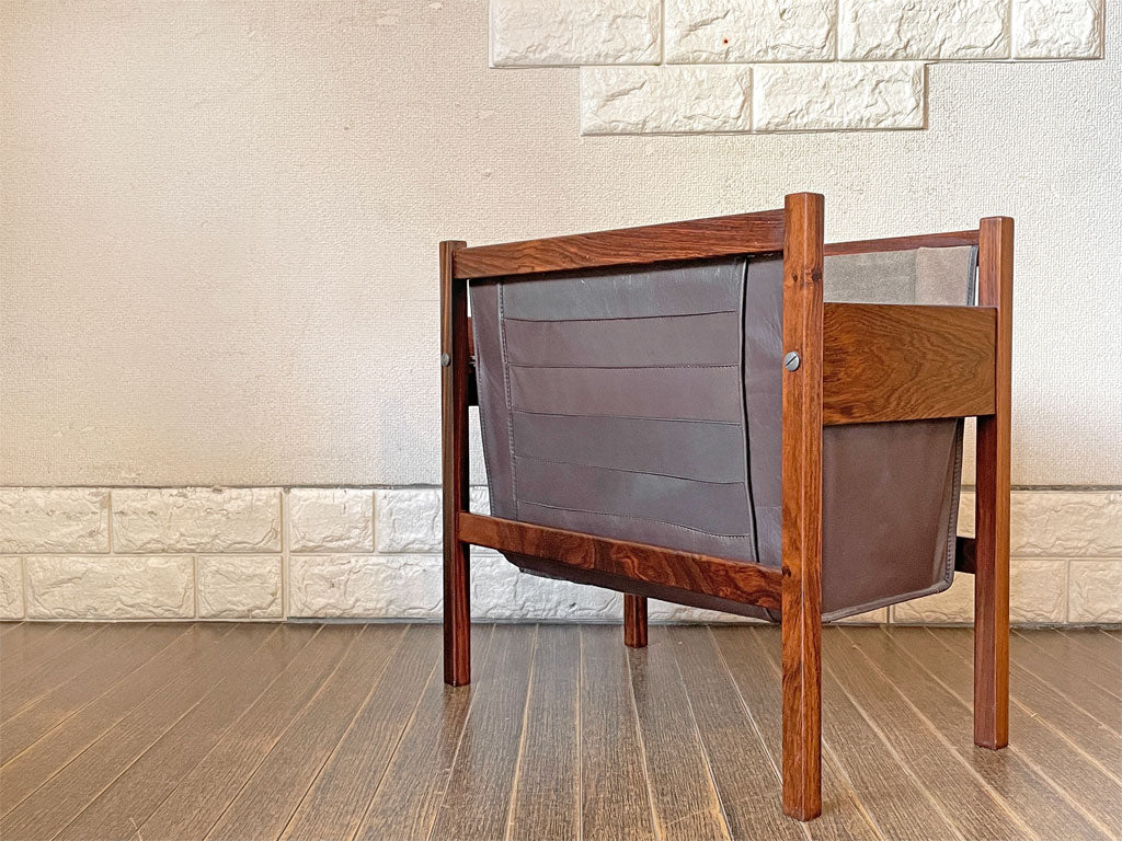 ブルクスボ BRUKSBO ニュース NEWS マガジンラック ブラジリアンローズウッド 無垢材 本革 Torbjorn Afdal ミッドセンチュリー ノルウェービンテージ  中古品  買い取りしました。