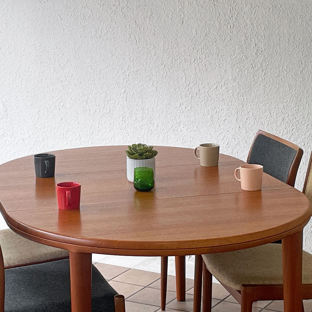 青林製作所 チーク無垢材 ラウンド ダイニングテーブル エクステンション 幅105-155cm ジャパンビンテージ　～時を経て価値を増す、唯一無二の存在感～