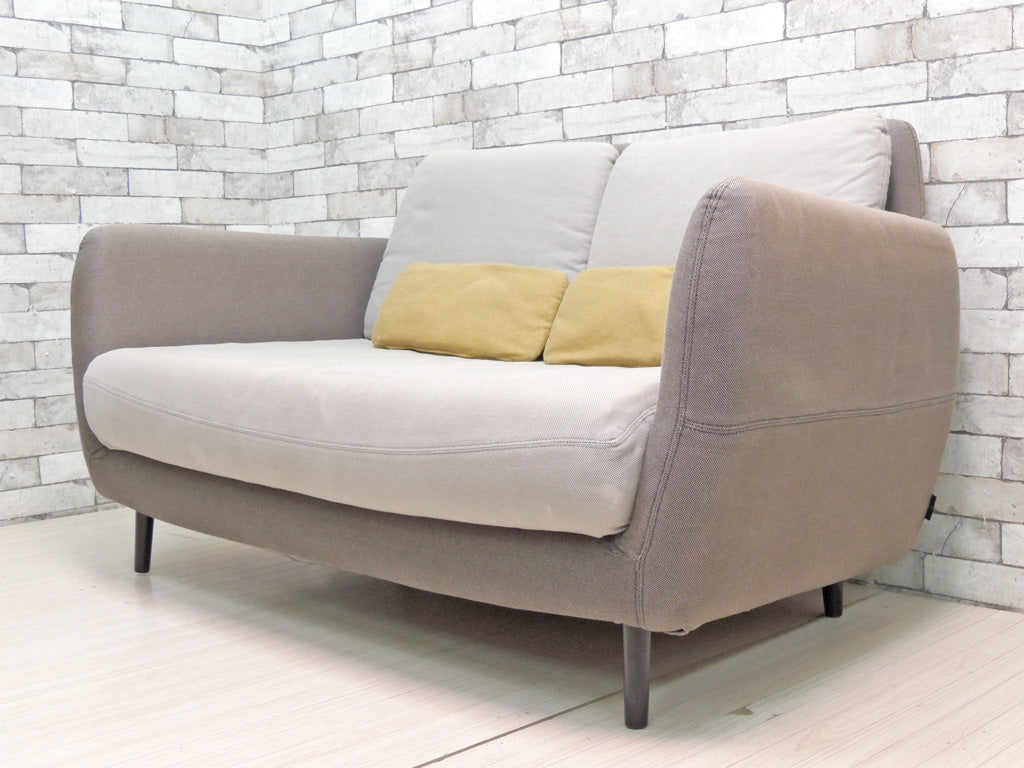 ハビタ habitat エラ Ella 2シーター ソファ カバーリング グレー×イエロー ファブリック クッション付 ヨーロピアンミッドセンチュリーデザイン   中古品 買い取りしました。