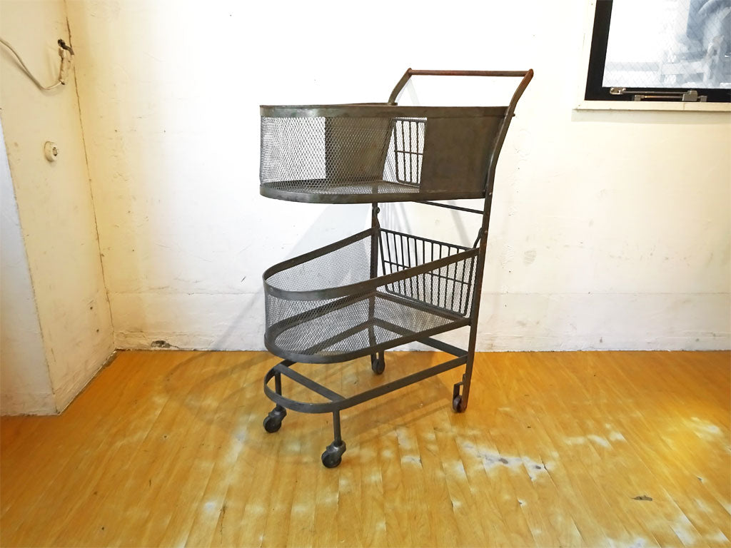 ビンテージ Vintage アイアン ショッピングカート バスケットカート ランドリーカート インダストリアル 店舗什器 中古品 買い取りしました。