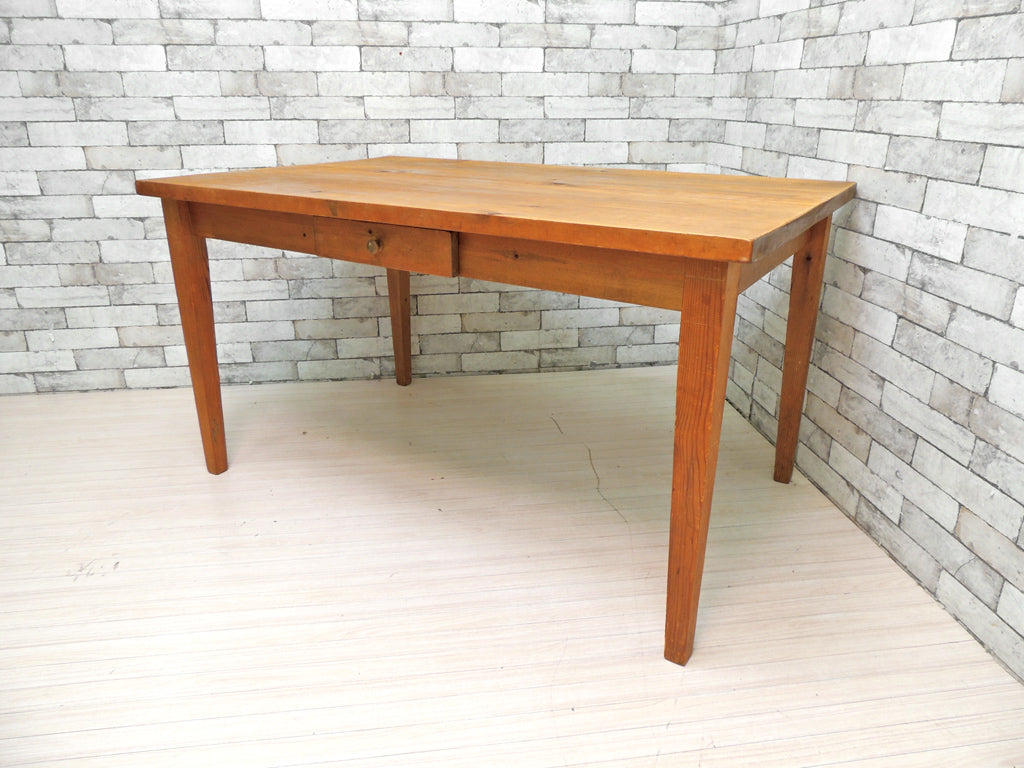ビンテージ Vintage パイン材 古い木味のダイニングテーブル 両抽斗付き カントリースタイル  中古品 買い取りしました。