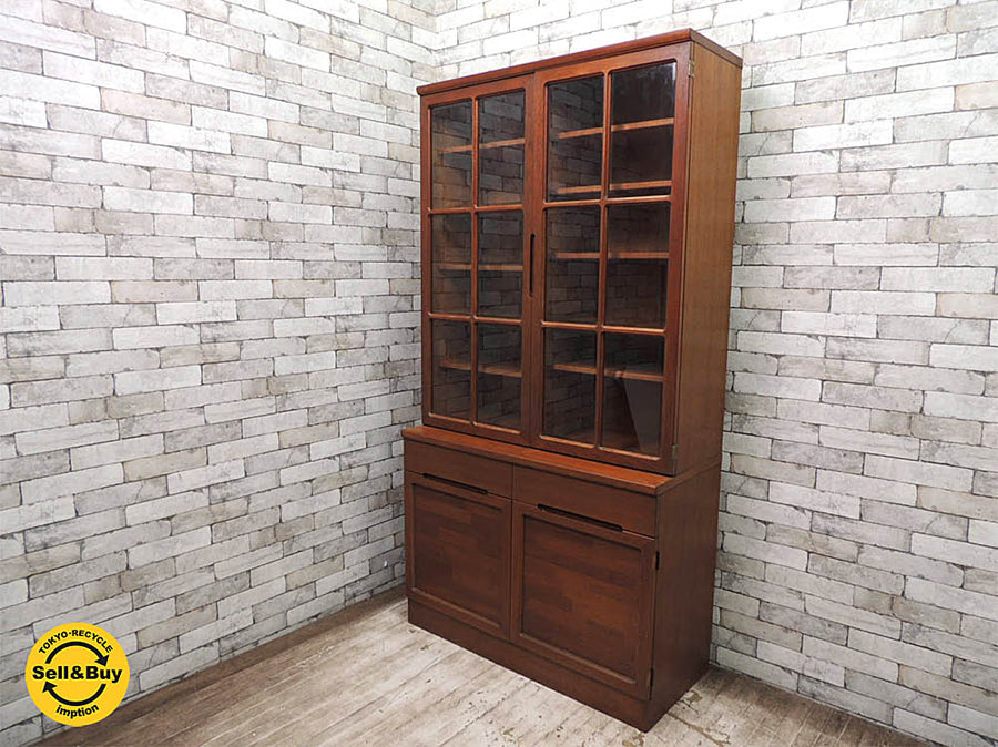 ジャパンビンテージ チーク材 キャビネット 食器棚 飾り棚 書棚 ジャパンレトロ 北欧スタイル W105cm ～レトロモダンなデザインが美しい、チーク材キャビネット。～ 【 買取と販売とレンタルのお店 】