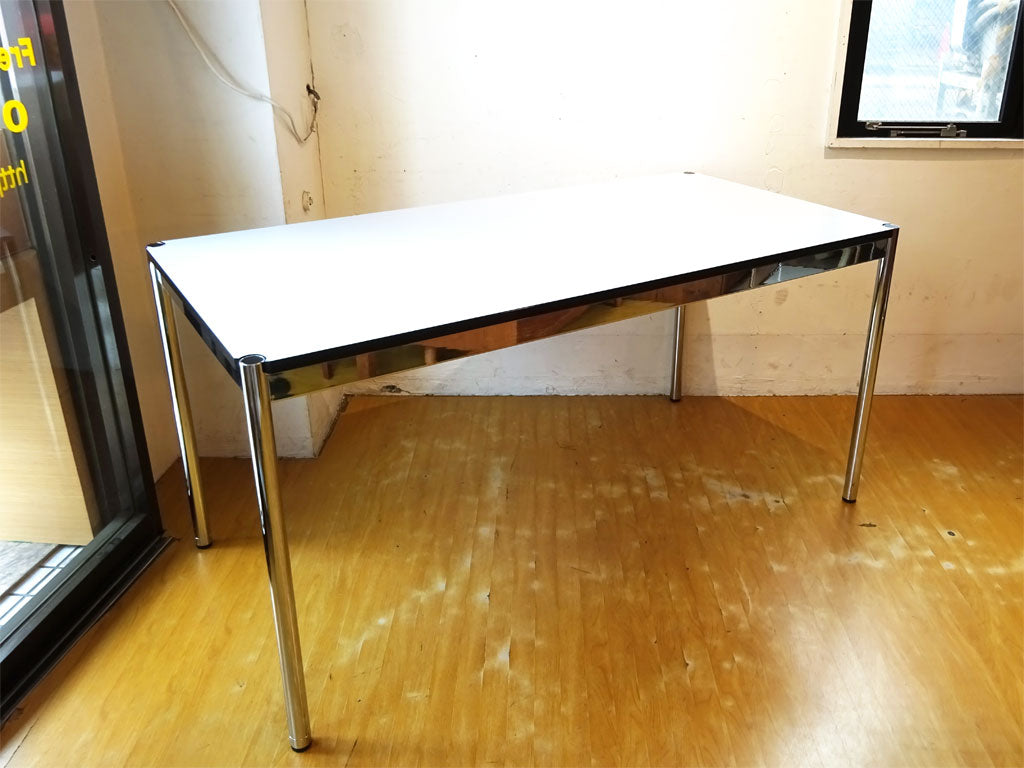 ハラーシステム USM Haller ハラーテーブル カンファレンス ワーキングテーブル ダイニングテーブル 幅150cm アジャスター 高さ調整機能付き ホワイト 中古品 買い取りしました。