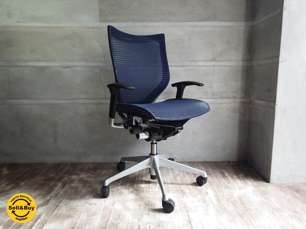 オカムラ okamura バロンチェア Baron ローバック ダークブルー メッシュ ～人間工学に基づいた快適デスクチェア～【 買取と販売とレンタルのお店 】