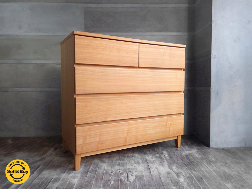 無印良品 MUJI タモ材 4段 チェスト 廃盤 無垢材使用 フルオープンレール ～ナチュラルで優しい空間作りにオススメ！～ 【 買取と販売とレンタルのお店 】