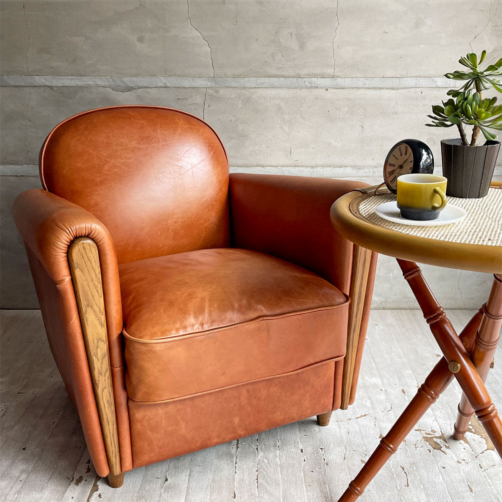 【学芸大学店】アクメファニチャー ACME Furniture オーククラブチェア OAKS CLUB CHAIR ラウンジチェア 1Pソファ スムースレザー 本革 オーク材 参考定価￥165,000- ♪買取させていただきました。