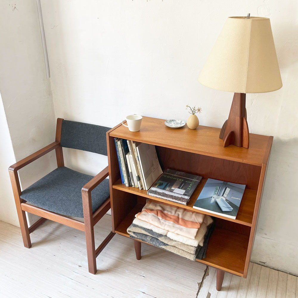 北欧ビンテージ Scandinabian Vintage チーク材 1列2段 ブックシェルフ サイドシェルフ 店舗什器 北欧家具～替えのきかない魅力～