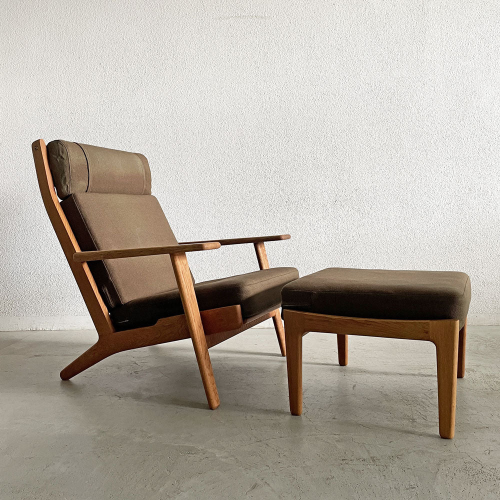 【登戸BASE店】ゲタマ GETAMA GE290A イージーチェア ハイバック ＆ GE290 オットマン オーク材フレーム オリジナルファブリック ブラウン系 ハンス・J・ウェグナー デンマーク 北欧ビンテージ 買取させていただきました。