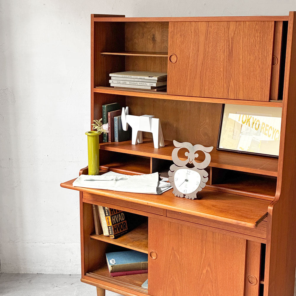 Korinth Mobelfabrik カップボード ライティングビューロー ハロルド ニールセン ハイキャビネット W100㎝ 鍵付き デンマーク 北欧ビンテージ～限られたスペースで賢く