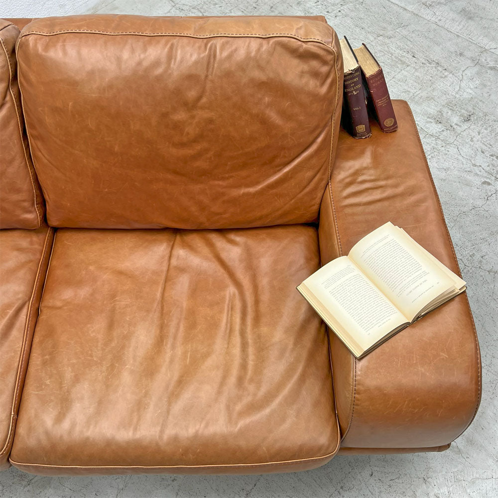 アクタス ACTUS ファイブ・バイ・ファイブ five by five 3350 ソファ 3シーター W202cm 総本革張り レザー ブラウン ～ 大人の部屋に、ちょうどいい名作“サンサンゴーマル”～