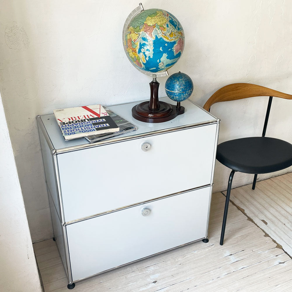 ユーエスエムハラー USMハラー USM Haller モジュラーファニチャー キャビネット 1列2段 ドロップダウン ドロワー ホワイト スイス～洗練された機能～