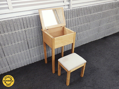 無印良品 / MUJI 『 木製 （ タモ材・ナチュラル ） ドレッサー ＆ スツール 』 鏡台 ～ デスクとしても使える、機能的で飽きの来ないデザイン！ 【買取と販売とレンタルのお店】
