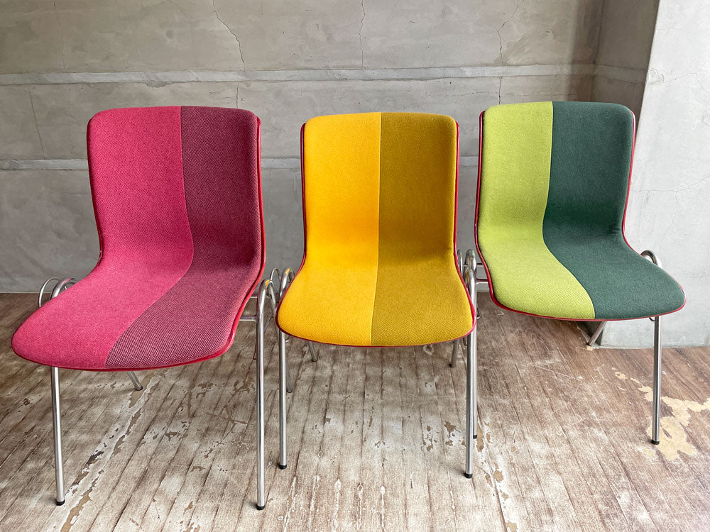 コトブキ KOTOBUKI サイドチェア FRP レッドシェル スタッキングベース 柳宗理 Ribaco/NC生地 ファブリック張替品 ツートーンカラー 中古品 買い取りしました。