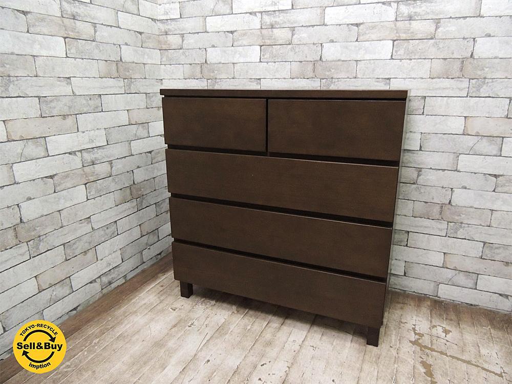 無印良品 MUJI タモ材 木製チェスト ブラウン色 シンプルスタイル 4段 w80cm   買い取りしました。経堂店 出張買取もお任せ下さい。