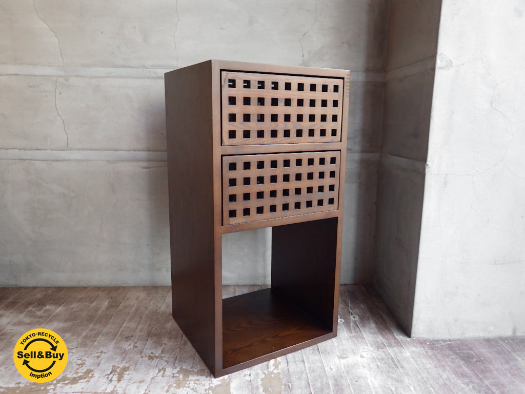 エーフラット a.flat ユニットキューブ 1×3 無垢材 ウッドドロワー×2 ボックス付き チェスト　中古品 買い取りしました。学芸大学店 出張買取もお任せ下さい。