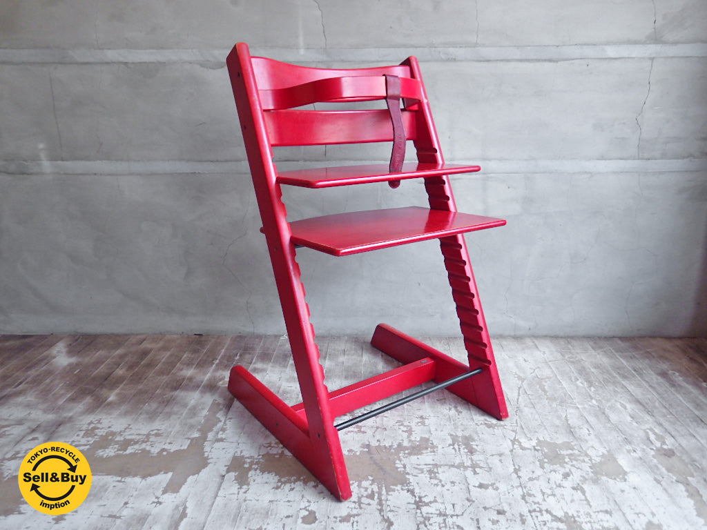 ストッケ STOKKE トリップトラップ TRIPP TRAPP 旧型 チェア レッド 木製ガード 革ベルト付　中古品 買い取りしました。学芸大学店 出張買取もお任せ下さい。