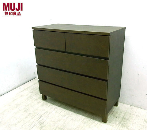 素朴な外見の中身は優れた機能性☆　無印良品 MUJI タモ材 4段 木製チェスト ブラウンカラー【買取と販売とレンタルのお店】