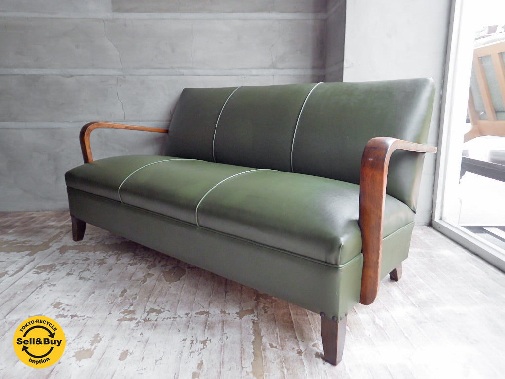 ジャパンビンテージ ウッドアーム 2シーター ソファ レトロ　中古品 買い取りしました。学芸大学店 出張買取もお任せ下さい。