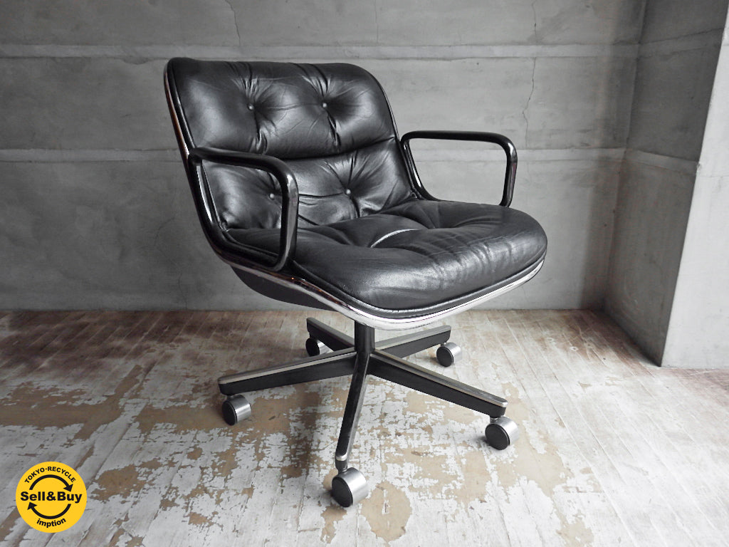 ノール Knoll ポロックチェア ブラック 本革張り 5本脚 エグゼクティブ チェア 2脚　中古品 買い取りしました。学芸大学店 出張買取もお任せ下さい。