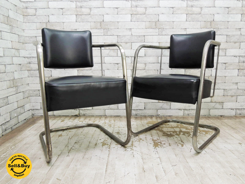 USビンテージ ダイニングチェア カンティレバー 2脚セット ブラック　中古品 買い取りしました。祖師谷大蔵店 出張買取もお任せ下さい。