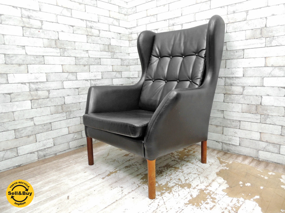 北欧ビンテージ scandinavian vintage 1Pソファ ハイバック ローズウッド PVCレザー 中古品 買い取りしました。