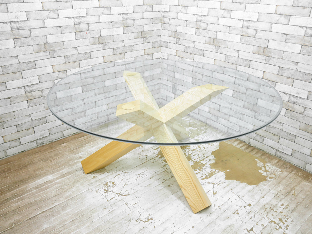 カッシーナイクスシー Cassina ixc. ラ ロトンダ 452 LA ROTONDA ダイニングテーブル マリオベリーニ ガラス アッシュ材 現行 イタリア 定価￥1,133,000-    中古品 買い取りしました。